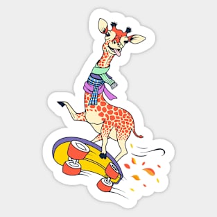 Giraffe wearing many different scarves Sticker
